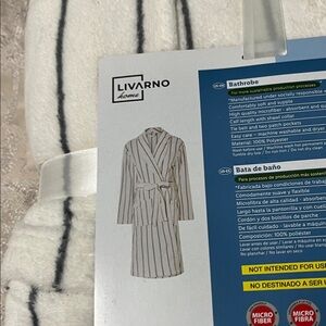 White and Black Striped Bathrobe